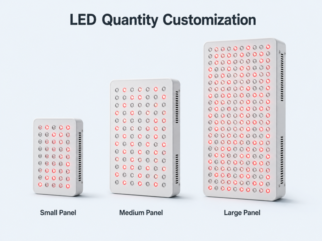 LED quantity customization for red light therapy products