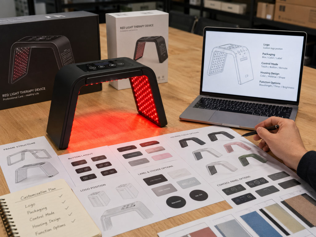 OEM ODM red light therapy product customization with structure logo packaging and control options