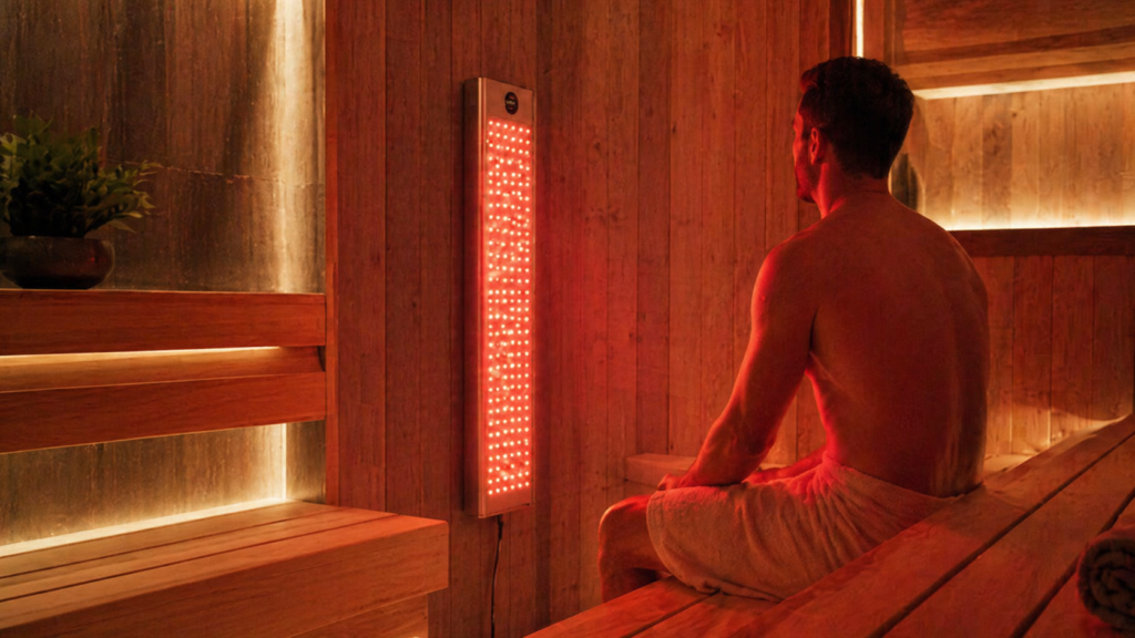 Red light therapy panel for spa sauna and wellness space application