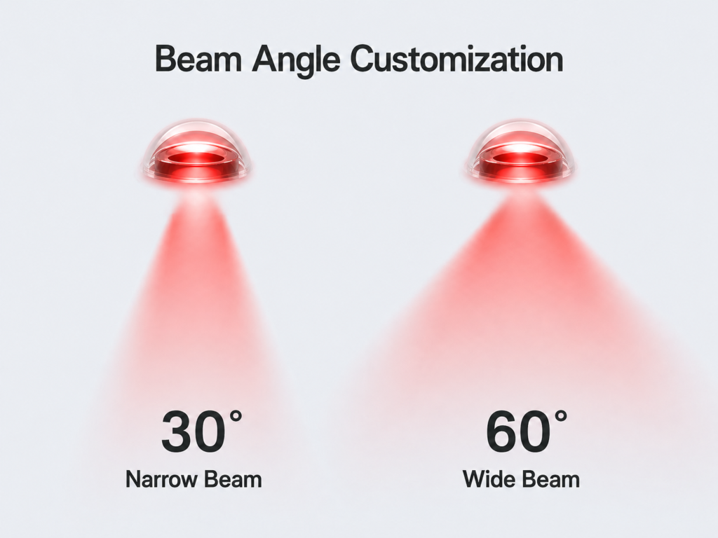 Beam angle customization for red light therapy LED products