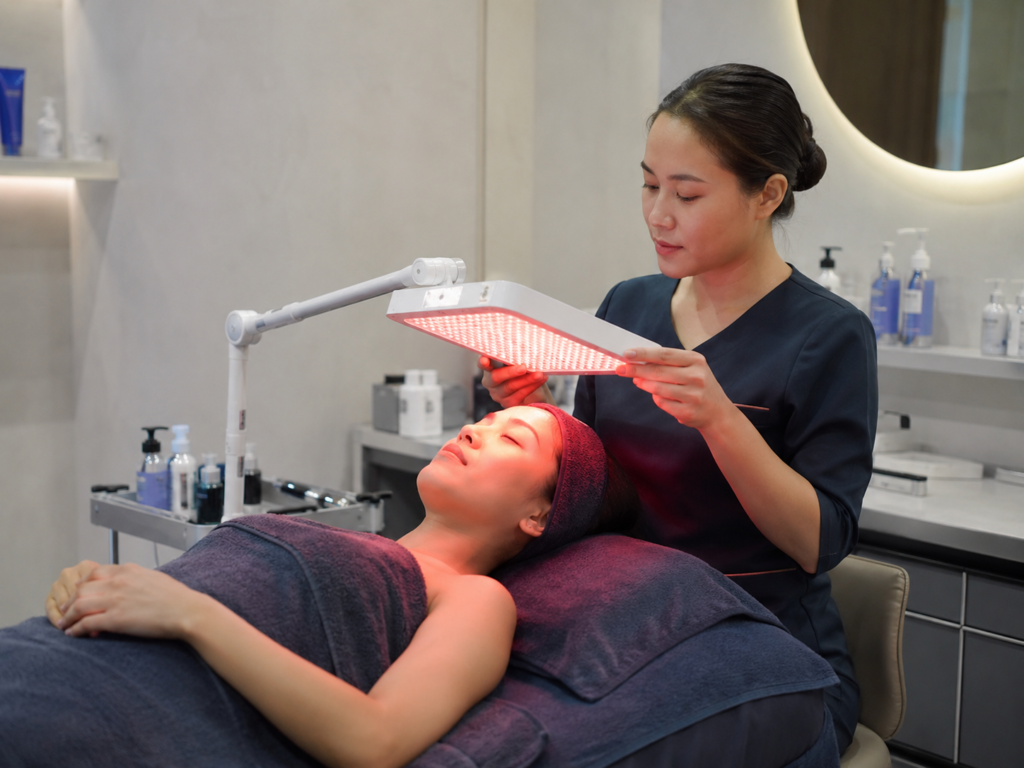 Red light therapy service add-on for beauty salons and skincare treatment rooms