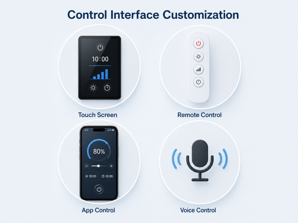 Control interface customization for red light therapy devices