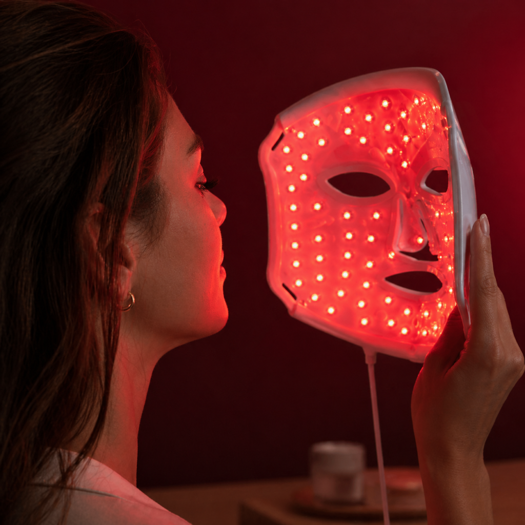Red light therapy LED face mask for skincare and beauty light therapy applications