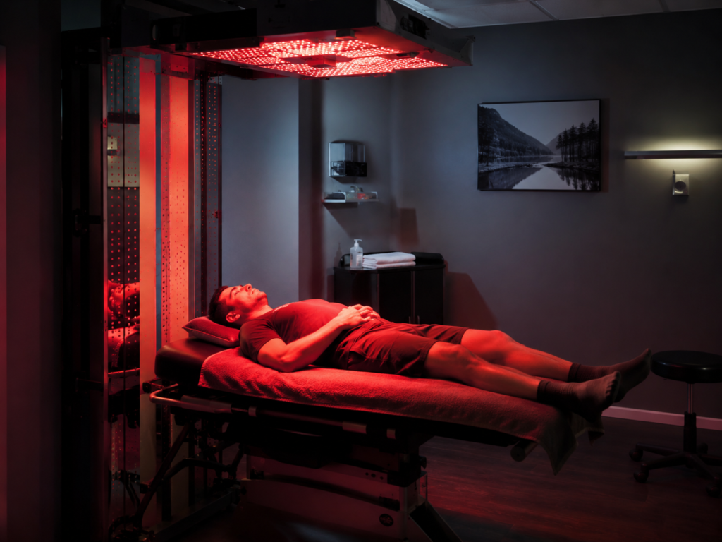 Red light therapy equipment used in a recovery center program