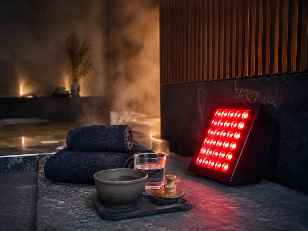 Red light therapy product for spa ritual enhancement in wellness spaces