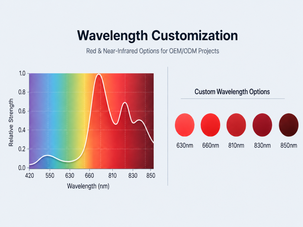 Wavelength customization for red and near-infrared light therapy products